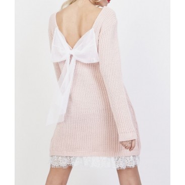 Vestido punto con lazo espalda