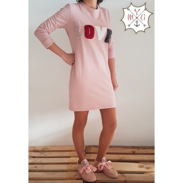 Vestido love rosa