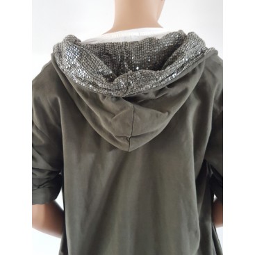Chaqueta capucha lentejuelas