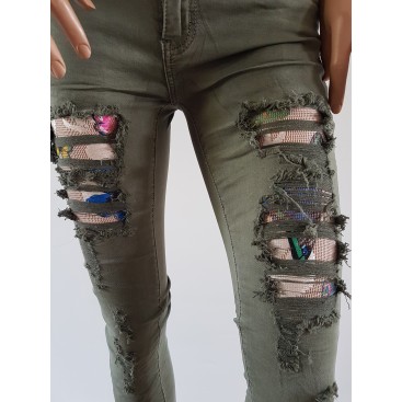 jeans verde roto