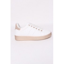 snakers blanca y dorado-rosa