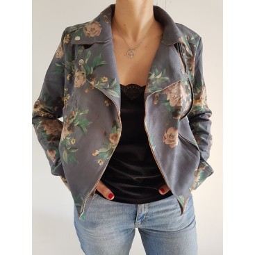 Chaqueta de flores gris