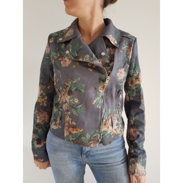 Chaqueta de flores gris