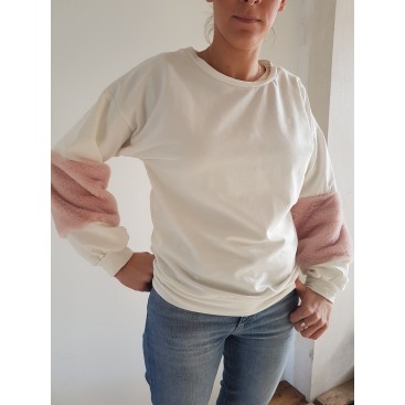 Sudadera con mangas de pelo